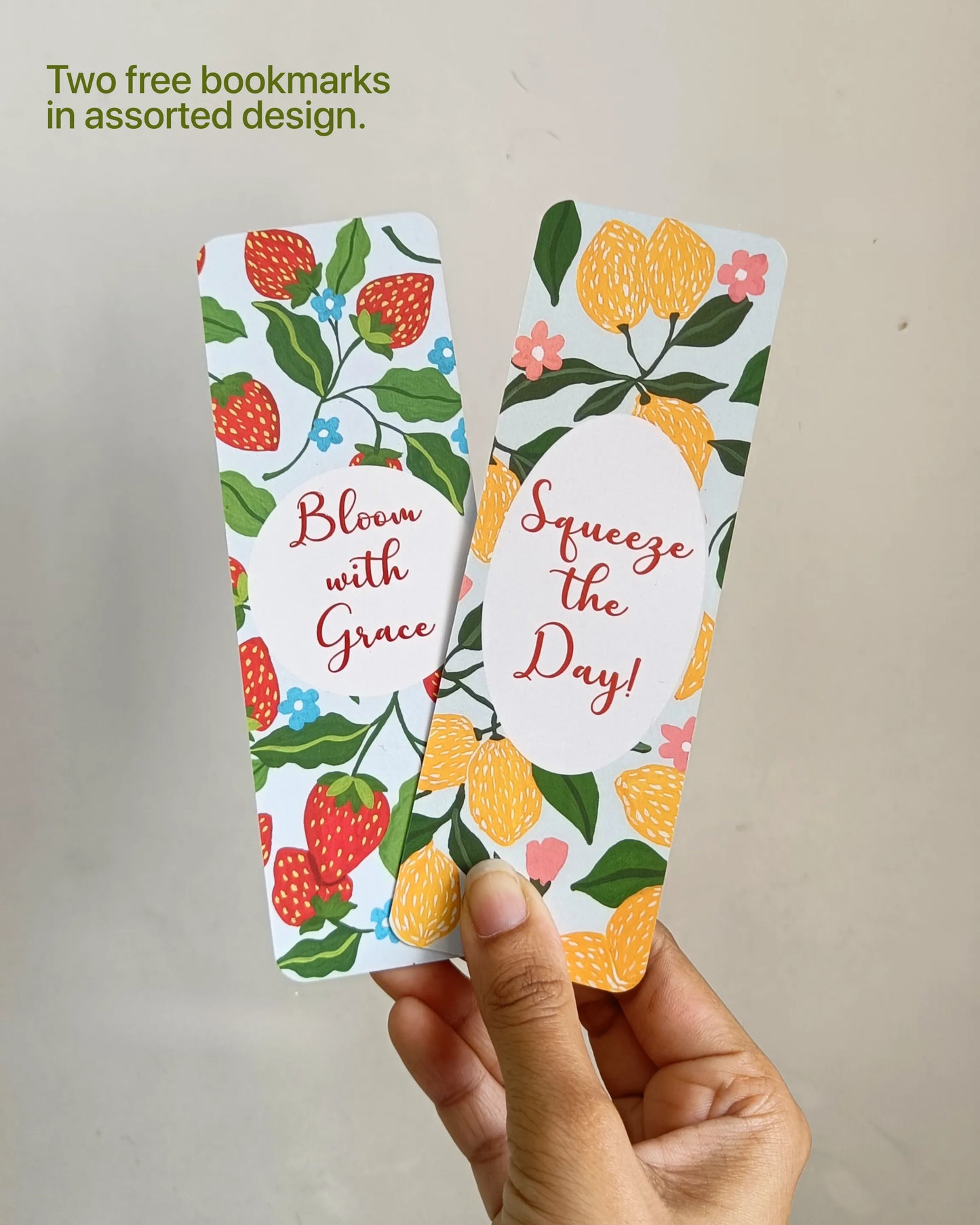 Two colorful bookmarks with floral designs