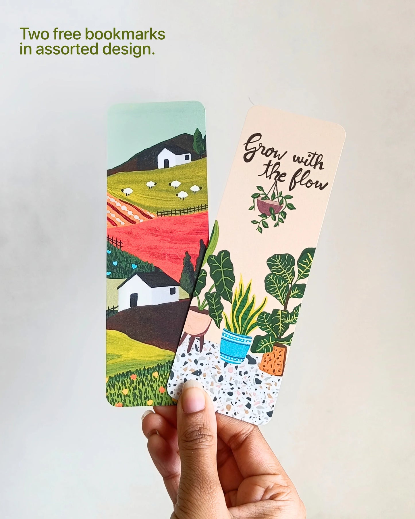 Two free bookmarks with assorted designs
