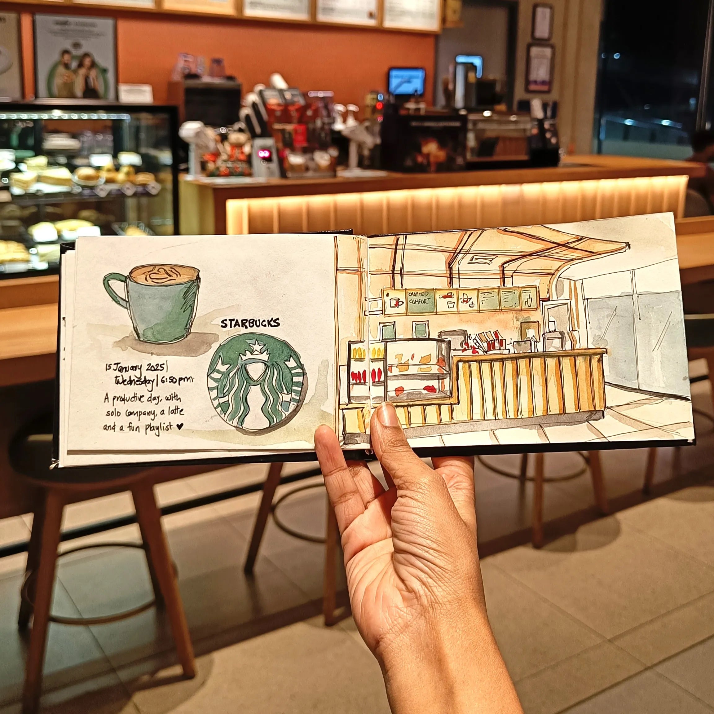 Live painting of a Starbucks cafe in Mumbai, Maharashtra