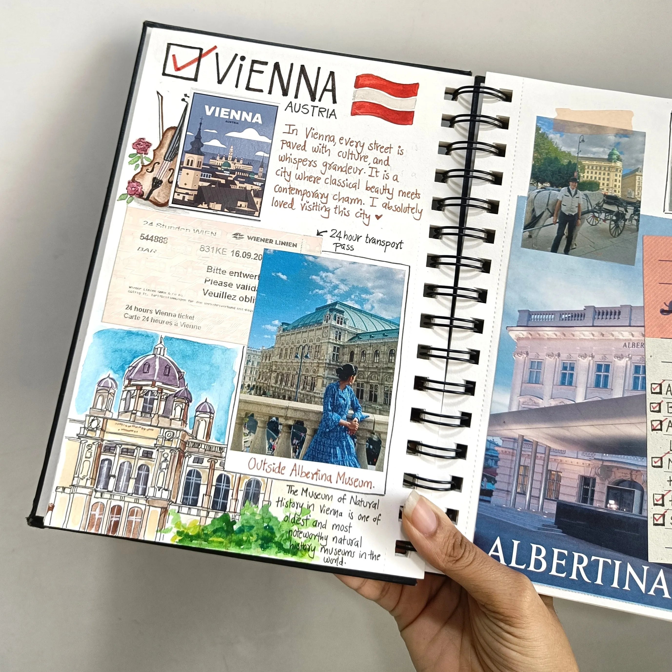 Scrapbook page from a travel trip to Vienna, Austria.