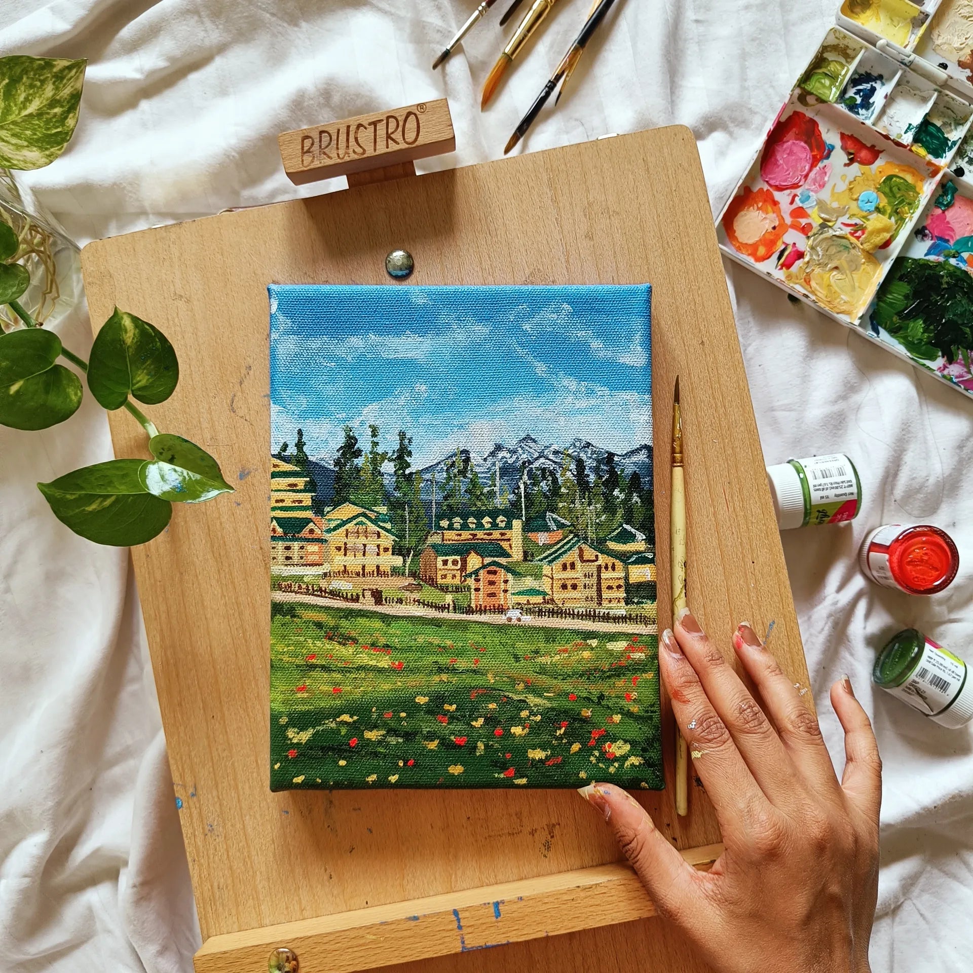 Canvas painting of Valleys of Pahalgam, Kashmir, India