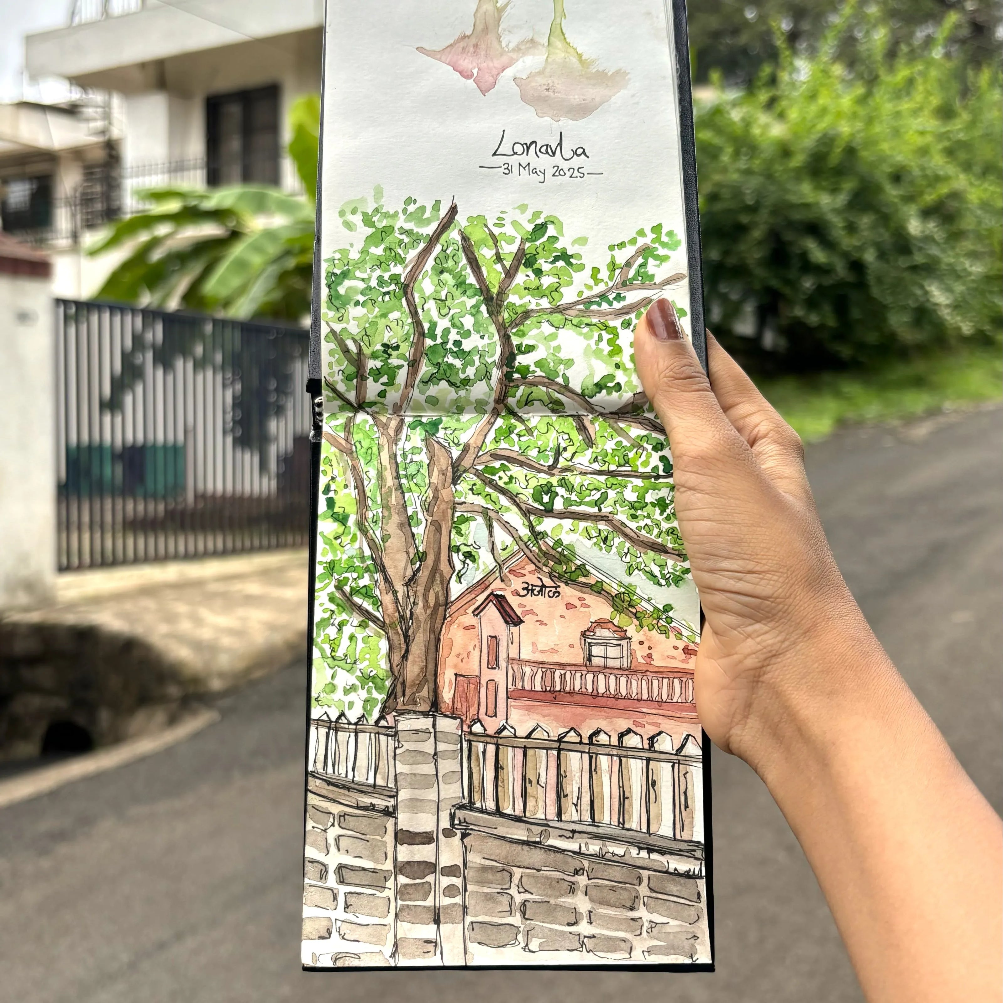 Live painting of a bungalow in Lonavla, Maharashtra.